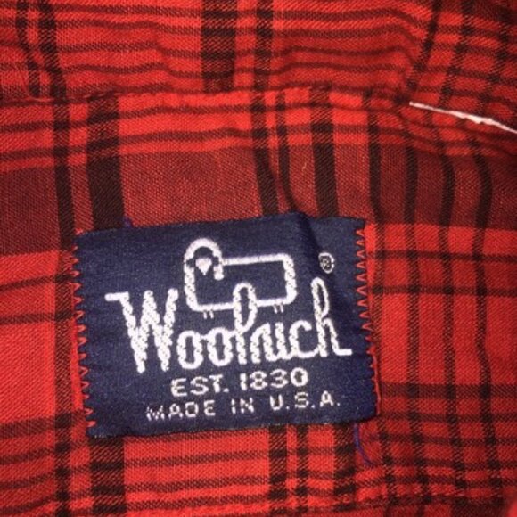Woolrich Shirt Adult Large Red Black Button Up Shirt Sleeve Mens Flannel - Picture 2 of 9